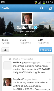 Stephen Fry retweets WellHappy!
